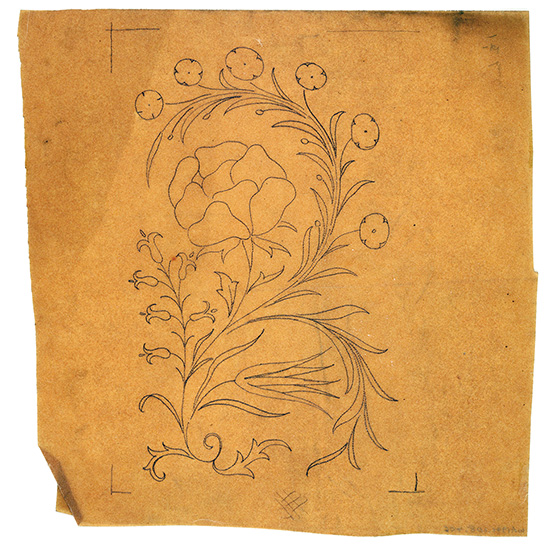 May Morris flower pattern outline from one of her scrapbooks