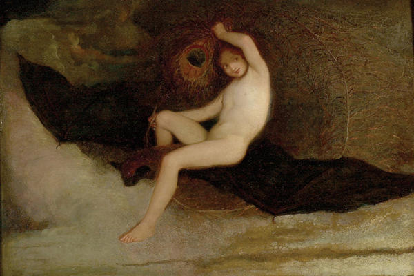 Ariel riding a bat painting 