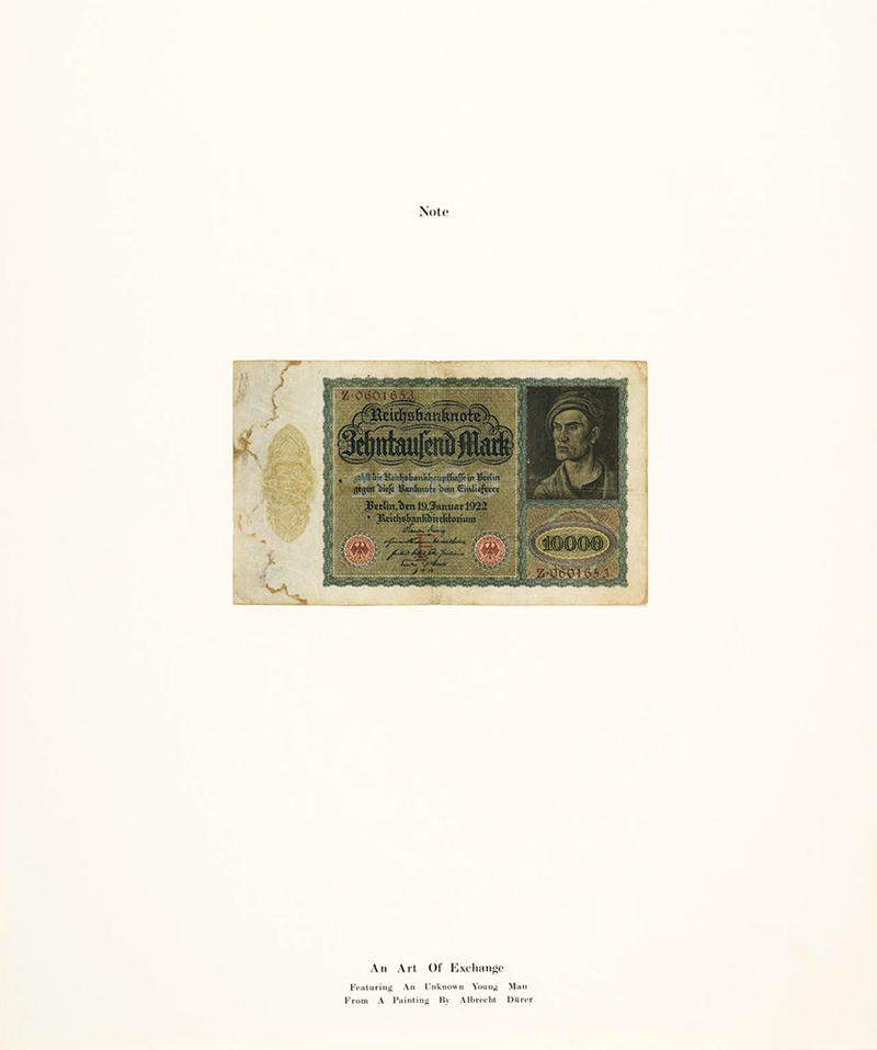 An Art of Exchange Featuring an Unknown Young Man from a Painting by Albrecht Dürer, John Murphy, 1976 © Tate / John Murphy Durer image on banknote