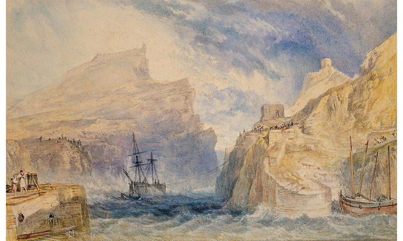 Turner's atmospheric watercolour of Boscastle in Cornwall, painted about 1814