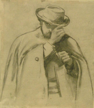 Charcoal drawing of Rossetti by Charles Samuel Keene, dated 1838-1891 Charcoal drawing of Rossetti by Charles Samuel Keene, dated 1838-1891