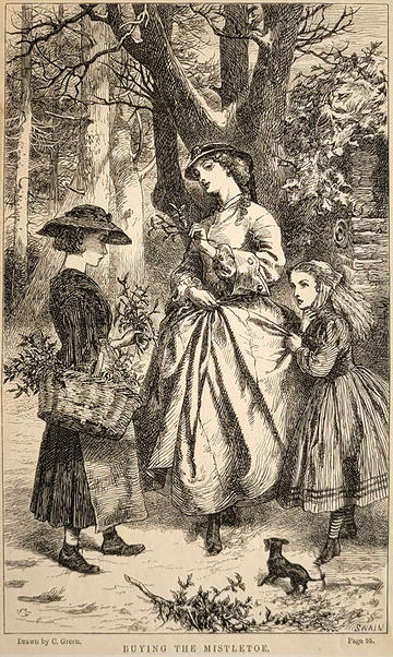 Buying mistletoe Victorian print Buying mistletoe Victorian print