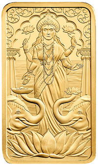 Gold bar 2023 showing Laksmi the goddess of plenty Gold bar 2023 showing Laksmi the goddess of plenty
