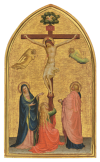 The Crucifixion with the Virgin, Saint John the Evangelist and the Magdalen, Fra Angelico, early 1420s, tempera on gold ground panel The Crucifixion with the Virgin, Saint John the Evangelist and the Magdalen, Fra Angelico, early 1420s, tempera on gold ground panel